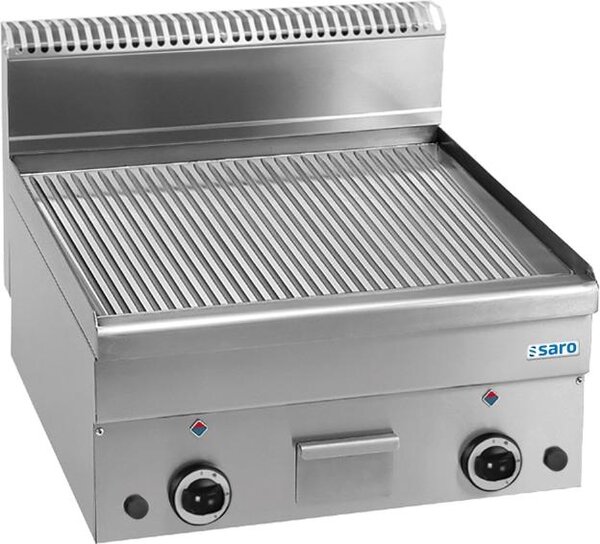 Piastra per griglia a gas SARO, scanalata, da tavolo, 600x600, GFT66R