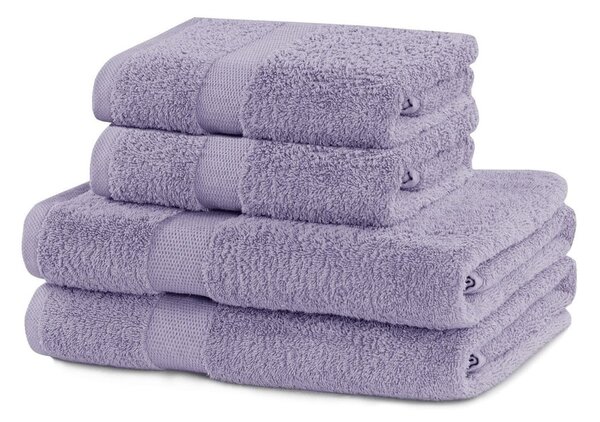 Asciugamani e teli da bagno in spugna di cotone alla lavanda in un set di 4 pezzi Marina - DecoKing