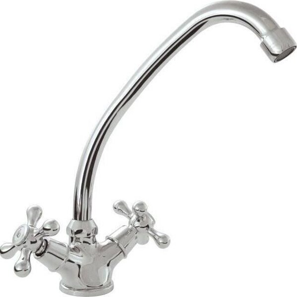 Rubinetto da cucina miscelatore Beverly ROUSSEAU, stile retrò, risparmio idrico, cartuccia in Vetroceramica, cromo grigio
