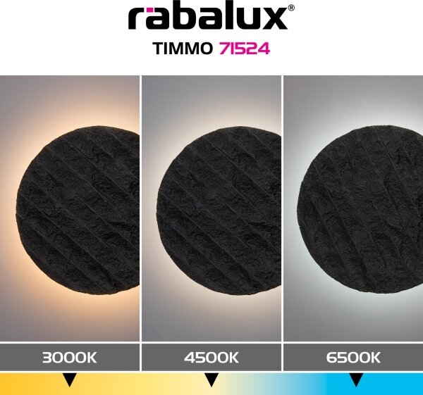 Rabalux 71524 - LED Lampada da parete TIMMO LED/12W/230V 3000/4500/6500K nera