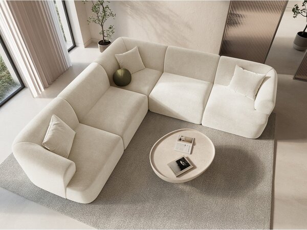Divano angolare beige con rivestimento in velluto Campi – Cosmopolitan Design