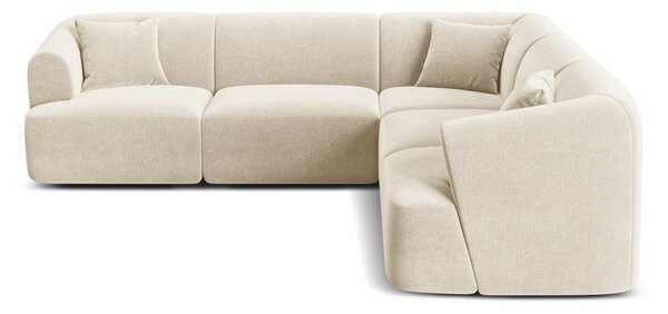 Divano angolare beige con rivestimento in velluto Campi – Cosmopolitan Design