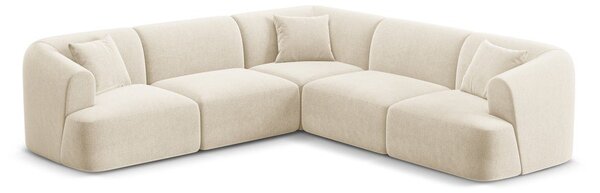 Divano angolare beige con rivestimento in velluto Campi – Cosmopolitan Design