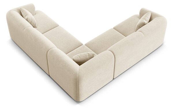 Divano angolare beige con rivestimento in velluto Campi – Cosmopolitan Design