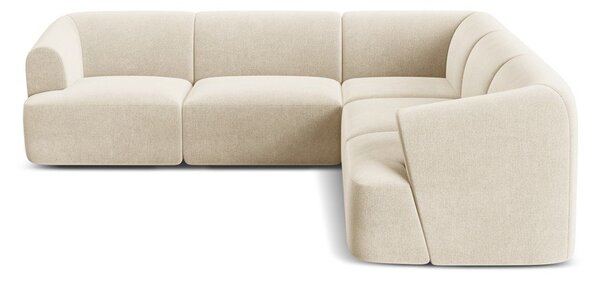 Divano angolare beige con rivestimento in velluto Campi – Cosmopolitan Design