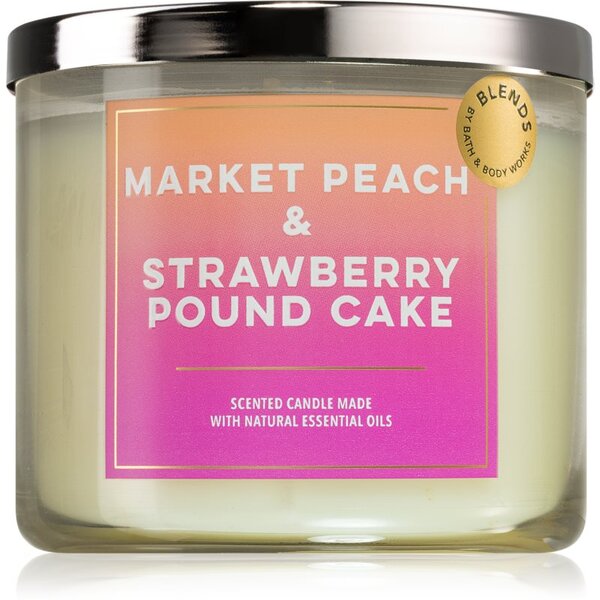 Bath & Body Works Market Peach & Strawberry Pound Cake candela profumata 411 g