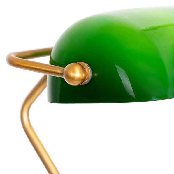 Piantana classica da notaio bronzo con vetro verde - Banker