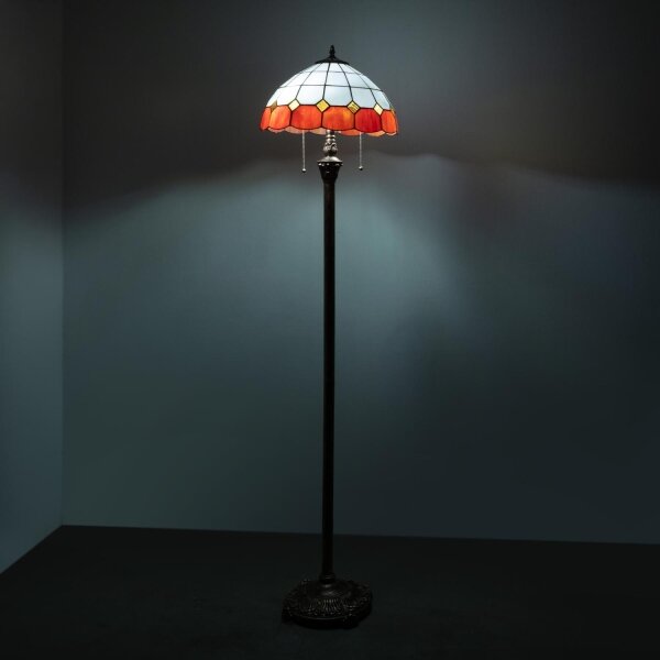 Brilagi - Lampada da terra in vetro Tiffany SIENNA 2xE27/60W/230V