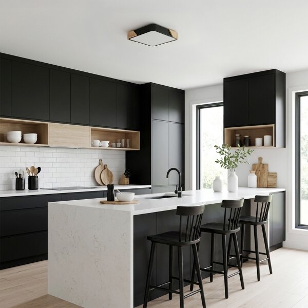 Brilagi - Plafoniera a LED PILANA LED/24W/230V rovere/nero 32x32 cm