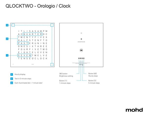 QLOCKTWO TOUCH 13,5X13,5 CM FULL METAL