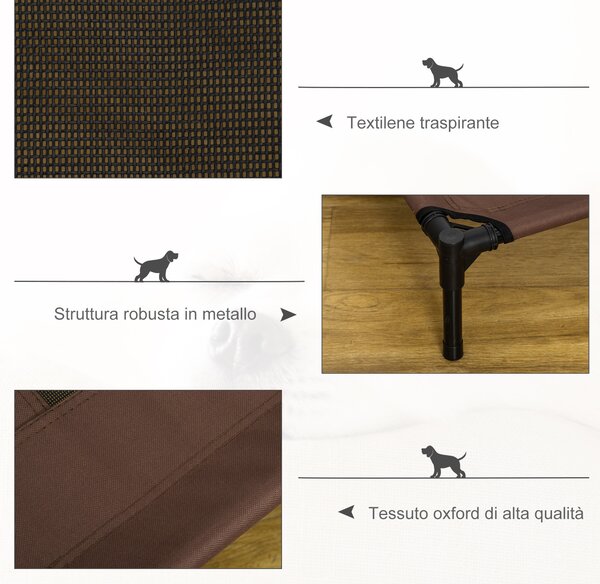 PawHut Brandina per Cani in Metallo e Tessuto Oxford Traspirante, 92x76x18cm Marrone e Nero|Aosom