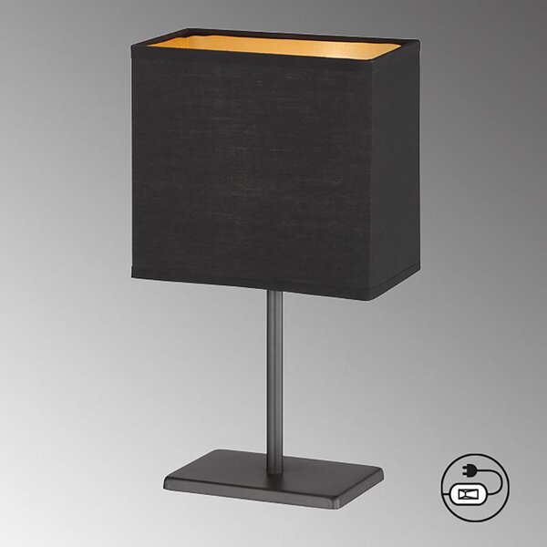 Lampada da tavolo nera con paralume in tessuto (altezza totale 30 cm) Kate – Fischer & Honsel