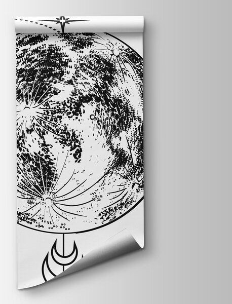 Carta da parati Disegno della luna, Carta da parati Moderno, Carta da parati popolare, t00689 - Tapeko.it