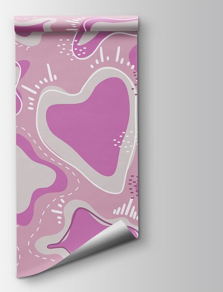 Carta da parati Forme rosa e bianche, Carta da parati lastrazione, Carta da parati popolare, t00715v1 - Tapeko.it