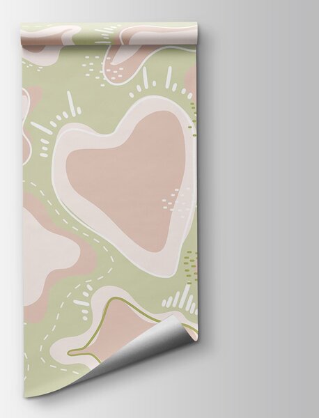 Carta da parati Forme rosa e bianche, Carta da parati lastrazione, Carta da parati popolare, t00715v3 - Tapeko.it