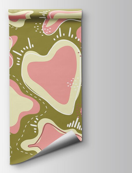 Carta da parati Forme rosa e bianche, Carta da parati lastrazione, Carta da parati popolare, t00715v6 - Tapeko.it