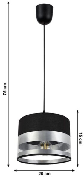Lampadario su filo MILO 2xE27/60W/230V argento/nero