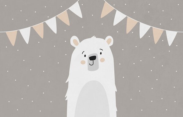 Carta da parati Orso bianco con una ghirlanda di bandierine, Carta da parati animali, Carta da parati popolare, t00710v1 - Tapeko.it