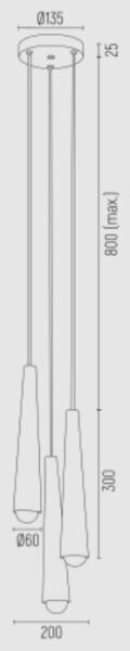 Argon 6103 - Lampadario su filo HOLLYWOOD 3xE14/7W/230V nero