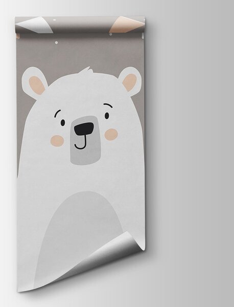 Carta da parati Orso bianco con una ghirlanda di bandierine, Carta da parati animali, Carta da parati popolare, t00710v1 - Tapeko.it