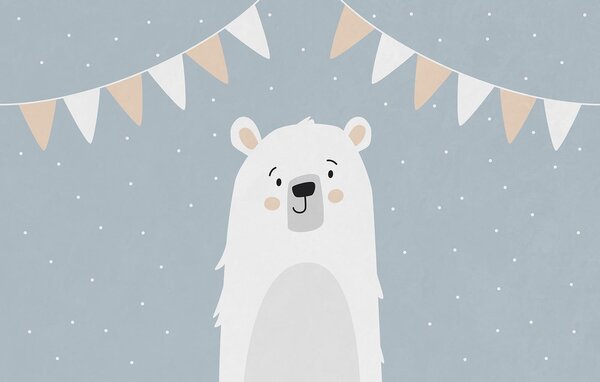 Carta da parati Orso bianco su sfondo blu, Carta da parati animali, Carta da parati popolare, t00710 - Tapeko.it