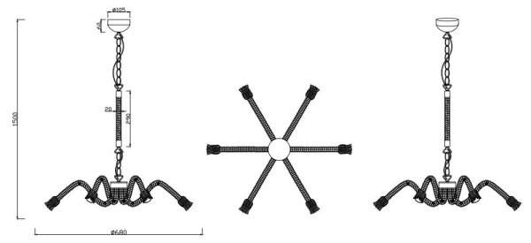 Reality - Lampadario a sospensione con catena ALVA 6xE27/10W/230V