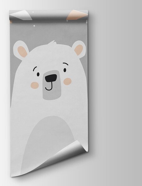 Carta da parati Orso bianco su sfondo grigio, Carta da parati animali, Carta da parati popolare, t00710v2 - Tapeko.it