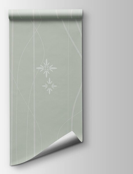 Carta da parati Carta da parati con fiori bianchi e linee, Carta da parati lastrazione, Carta da parati popolare, t00670 - Tapeko.it