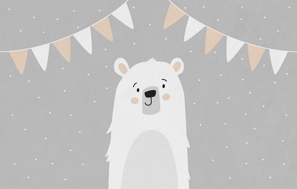 Carta da parati Orso bianco su sfondo grigio, Carta da parati animali, Carta da parati popolare, t00710v2 - Tapeko.it