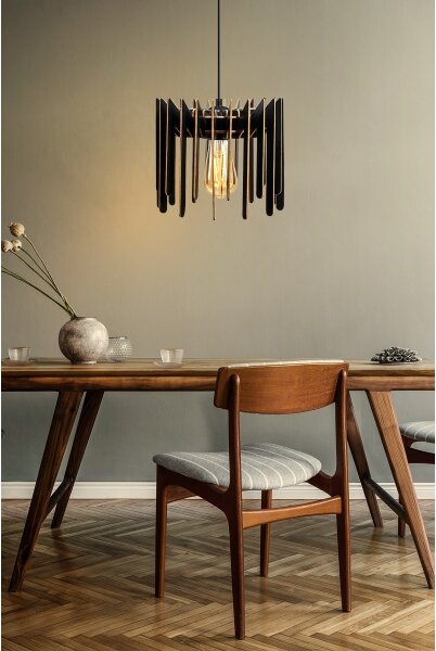 Lampadario a sospensione con filo 1xE27/60W/230V nero diametro 23 cm