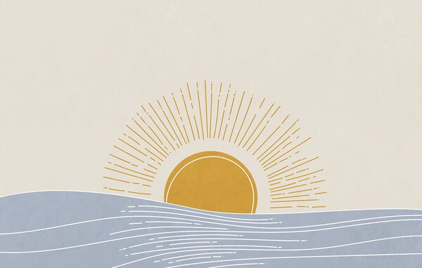 Carta da parati L'alba sull'acqua, Carta da parati lastrazione, Carta da parati popolare, t00720 - Tapeko.it
