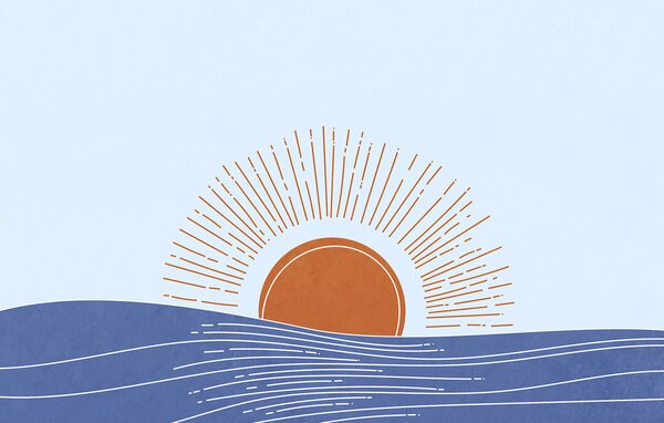 Carta da parati L'alba sull'acqua, Carta da parati lastrazione, Carta da parati popolare, t00720v1 - Tapeko.it