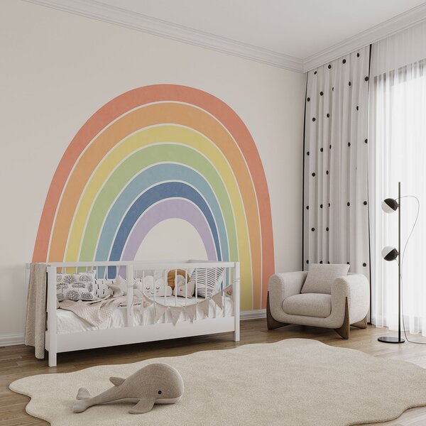 Carta da parati Arcobaleno su sfondo bianco, Carta da parati Cielo, Carta da parati popolare, t00722v2 - Tapeko.it