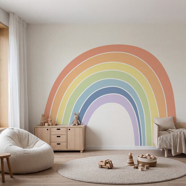 Carta da parati Arcobaleno su sfondo bianco, Carta da parati Cielo, Carta da parati popolare, t00722v2 - Tapeko.it