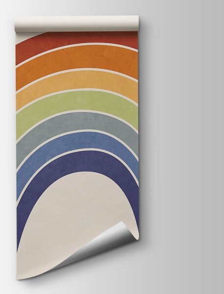 Carta da parati Arcobaleno su sfondo bianco, Carta da parati lastrazione, Carta da parati popolare, t00722 - Tapeko.it