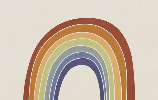 Carta da parati Arcobaleno su sfondo bianco, Carta da parati lastrazione, Carta da parati popolare, t00722 - Tapeko.it