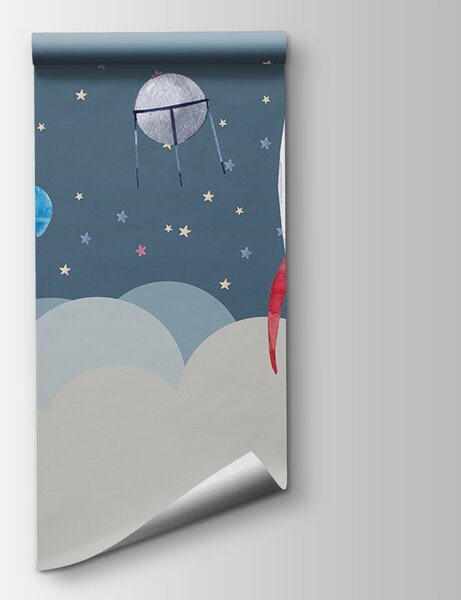 Carta da parati Navette spaziali e razzi in cielo, Carta da parati per Bambini, Carta da parati popolare, u09813 - Tapeko.it