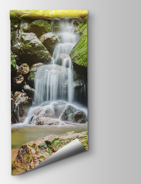 Carta da parati Cascata su rocce con muschio, Carta da parati design, Carta da parati popolare, u28694 - Tapeko.it