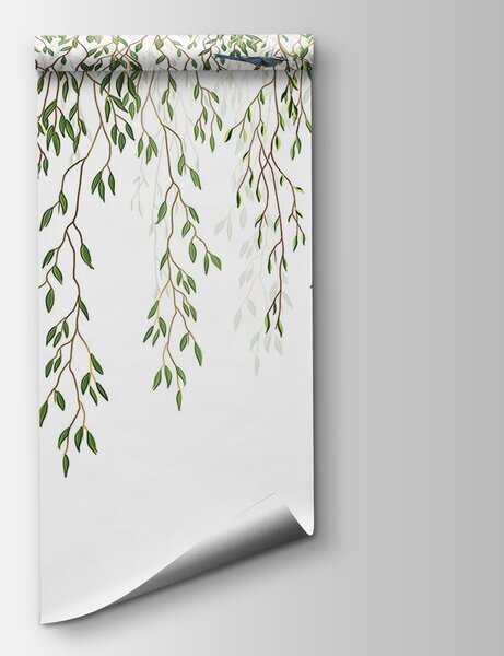 Carta da parati Uccelli sul ramo di un albero, Carta da parati Floreale, Carta da parati popolare, u28344 - Tapeko.it