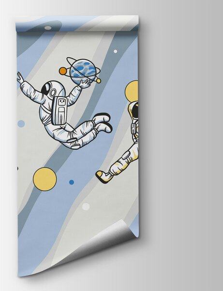 Carta da parati Gruppo di astronauti nello spazio, Carta da parati per Bambini, Carta da parati popolare, u93828 - Tapeko.it