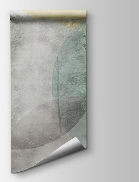 Carta da parati Albero e cerchi su un muro, Carta da parati 3d fiori, Carta da parati popolare, u94041 - Tapeko.it