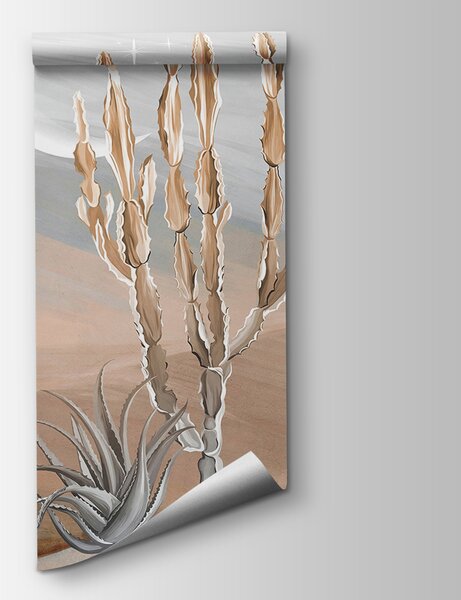 Carta da parati Paesaggio desertico con cactus e palme, Carta da parati 3d, Carta da parati popolare, u96444 - Tapeko.it