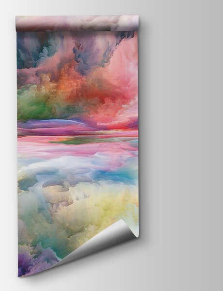Carta da parati Nuvole colorate nel cielo, Carta da parati acquerello sul muro, Carta da parati popolare, u97019 - Tapeko.it