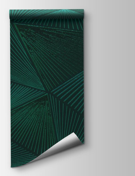 Carta da parati Disegno a triangolo verde su una superficie verde, Carta da parati design, Carta da parati popolare, u96289 - Tapeko.it