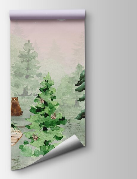 Carta da parati Un gruppo di animali in una foresta, Carta da parati per Bambini, Carta da parati popolare, u98990 - Tapeko.it