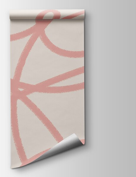 Carta da parati Linee rosa su sfondo bianco, Carta da parati lastrazione, Carta da parati popolare, t00379 - Tapeko.it