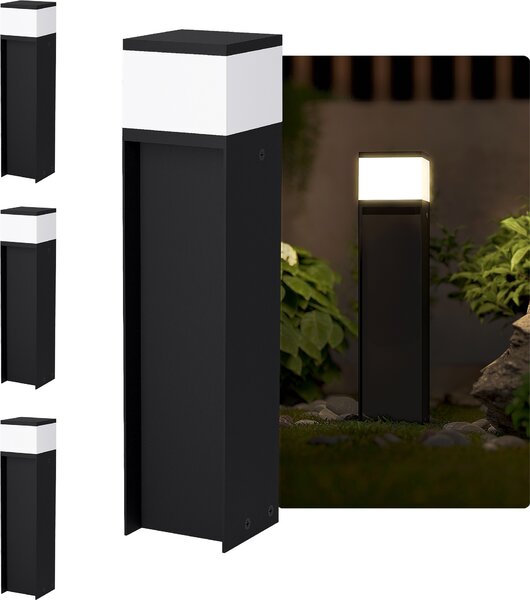SSC-LUXon ZAVO set di 4 bitte luce colonna luce sentiero lampada da terra nero IP44 - lampada da giardino lampada sentiero per esterni 230V