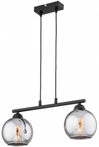 Lampada a sospensione KAR-LIGHTING a 2 luci, nera, in vetro e metallo, regolabile in altezza – lampada a barra compatta per sala da pranzo, cucina, E27
