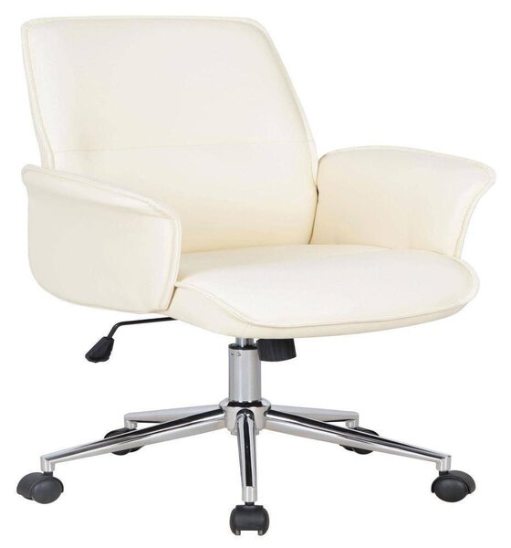 Sedia da ufficio girevole, sedia da scrivania in Pelle finta, bianco avorio 0704M/2491