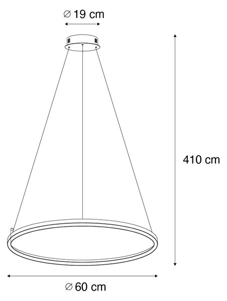 Lampada a sospensione nera 60 cm con LED dimmerabile in 3 fasi - Girello